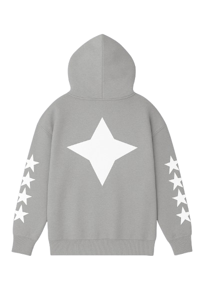 Grey Allstr Hoodie with white star pattern