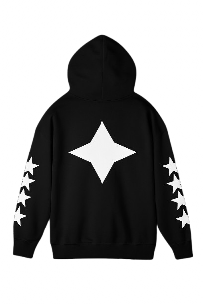 Black Allstr hoodie with white star Sleeves
