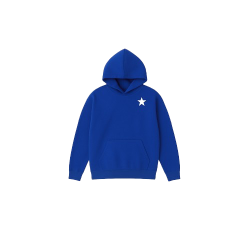 Blue Allstr hoodie with star sleeve pattern