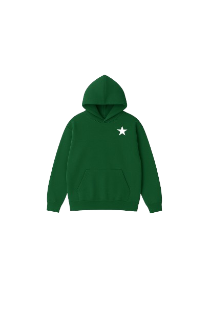 Green Allstr hoodie with star sleeve pattern