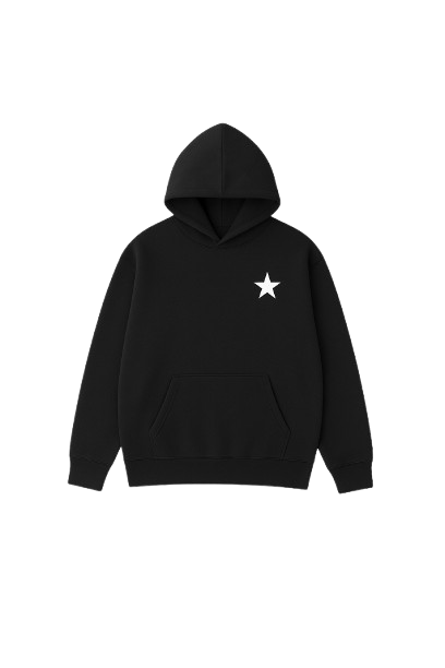 Black Allstr hoodie with white star Sleeves